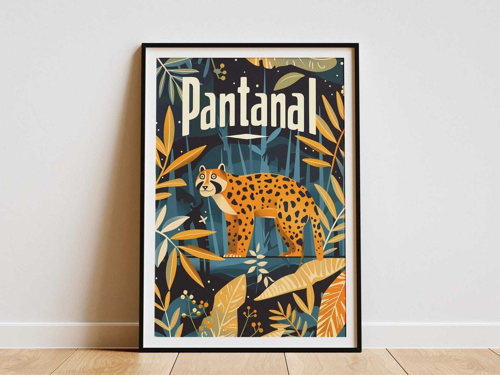 Pantanal Brazil Jungle Animal Poster Tropical Art Print Minimalist Botanical