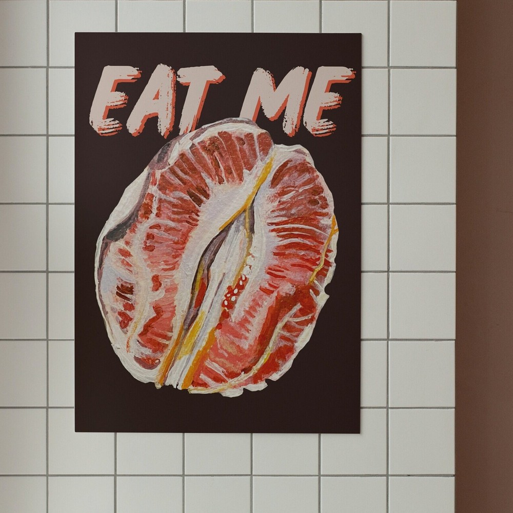 Eat Me Wall Print Cute Kitchen Art Print Citrus Grapefruit Poster Funny Kitchen