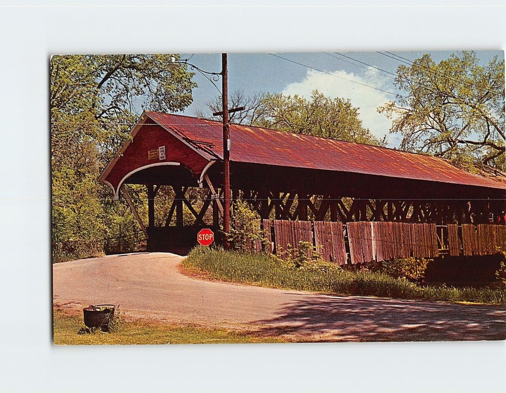 Postcard Mechanic Street Covered Bridge Lancaster New Hampshire USA America