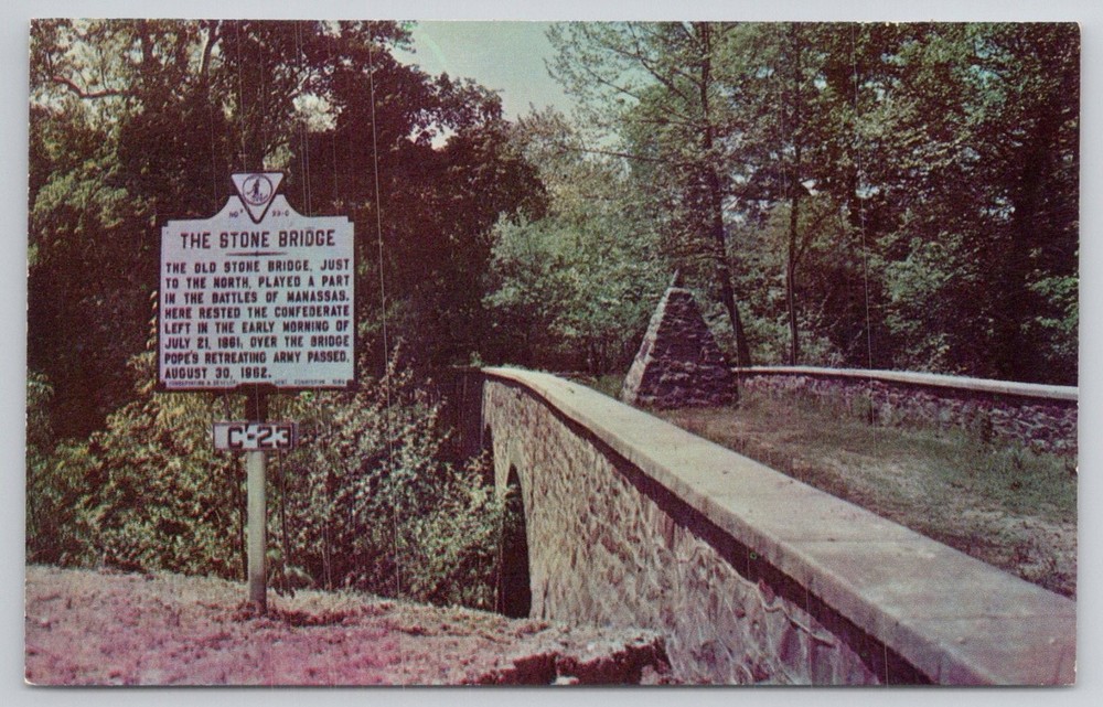 Stone Bridge Bull Run Manassas Battlefield Virginia Plastichrome Postcard