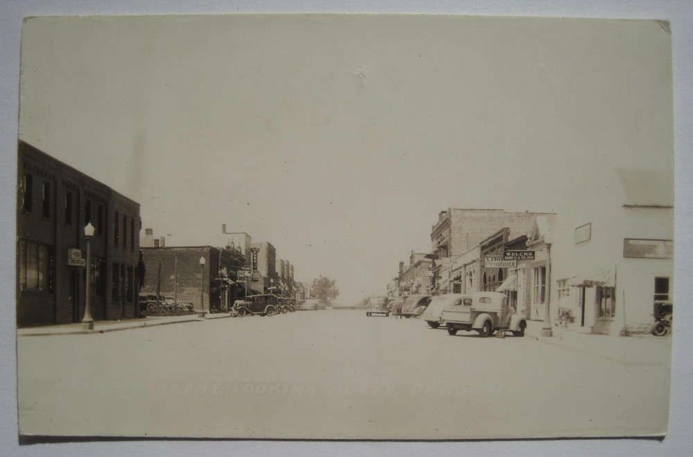 Dawson MN Street Scene; Signs Old 1940s RPPC Postcard; near Montevideo, Madison
