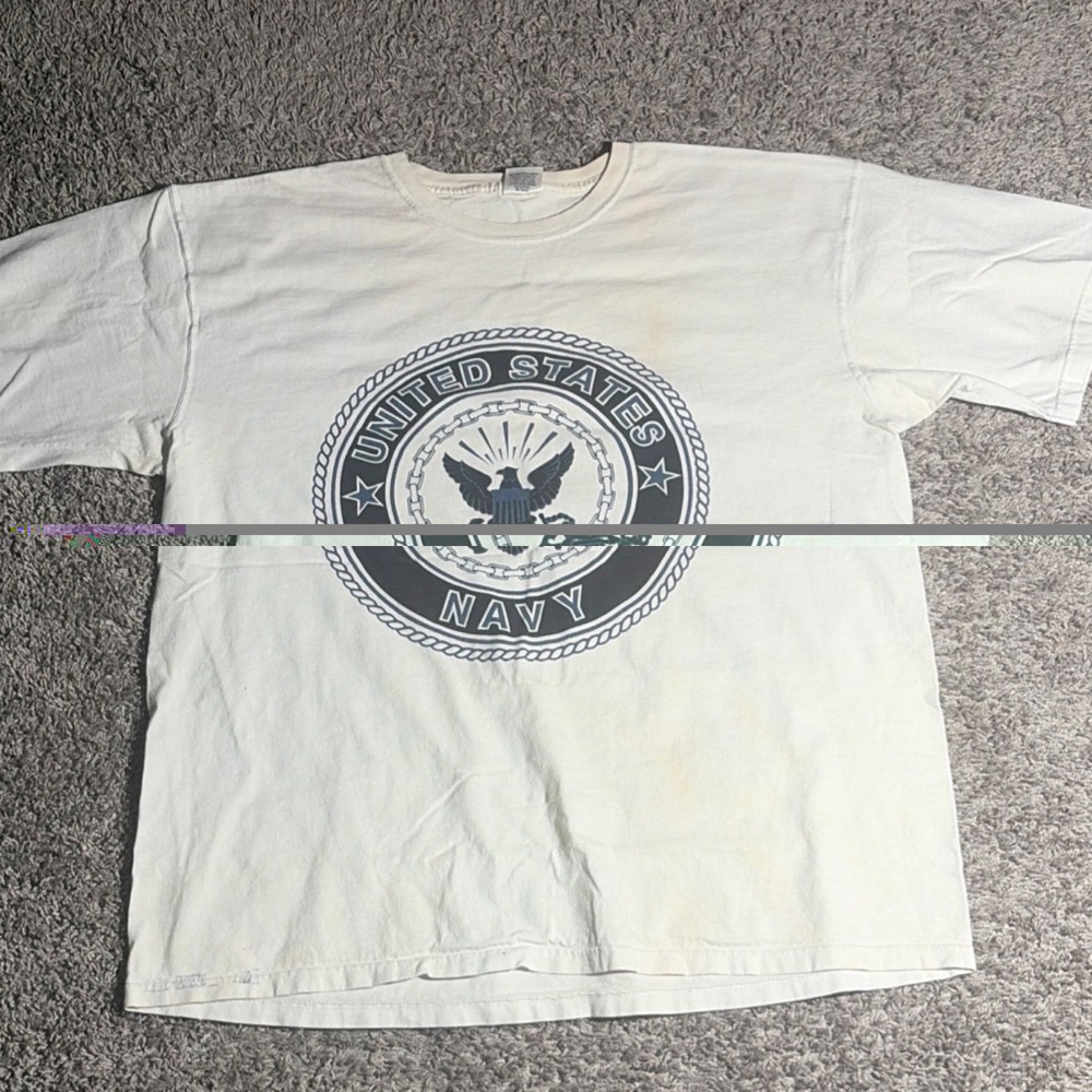 Soffe United States Navy Graphic Men's T-Shirt White Cotton Crew Neck XL