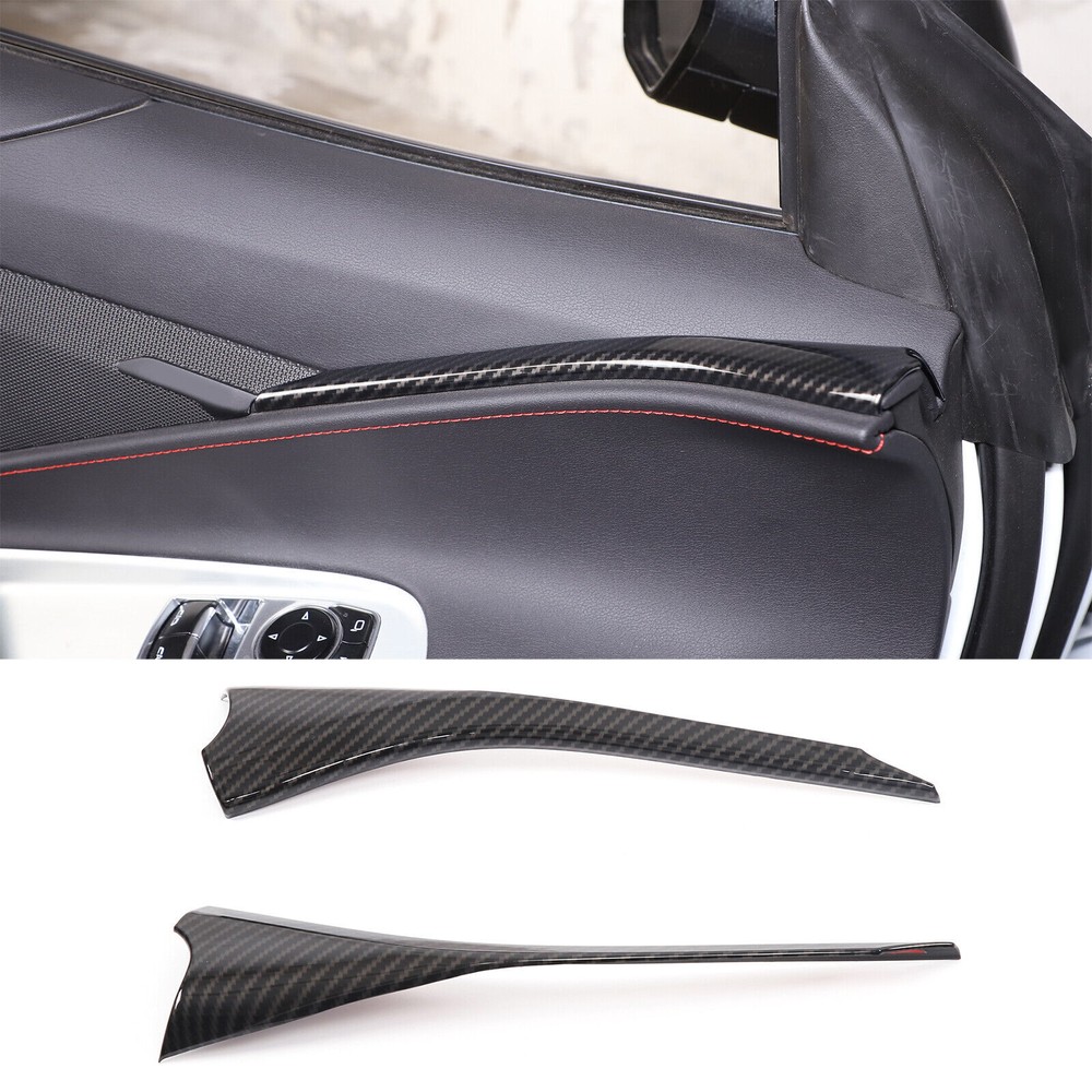 ABS Carbon Car Interior Door Panel Trim For Corvette C8 2020-2024 Molding Cover