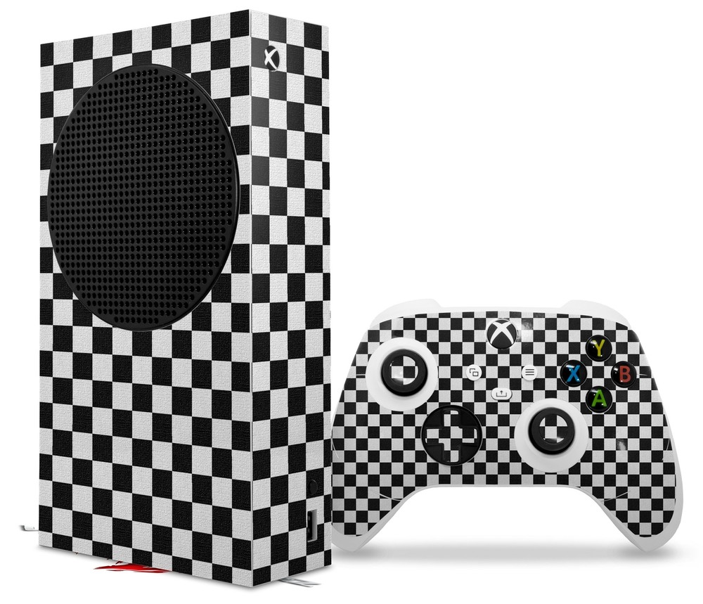 Skins XBOX Series S Console Controller Checkered Canvas Black White