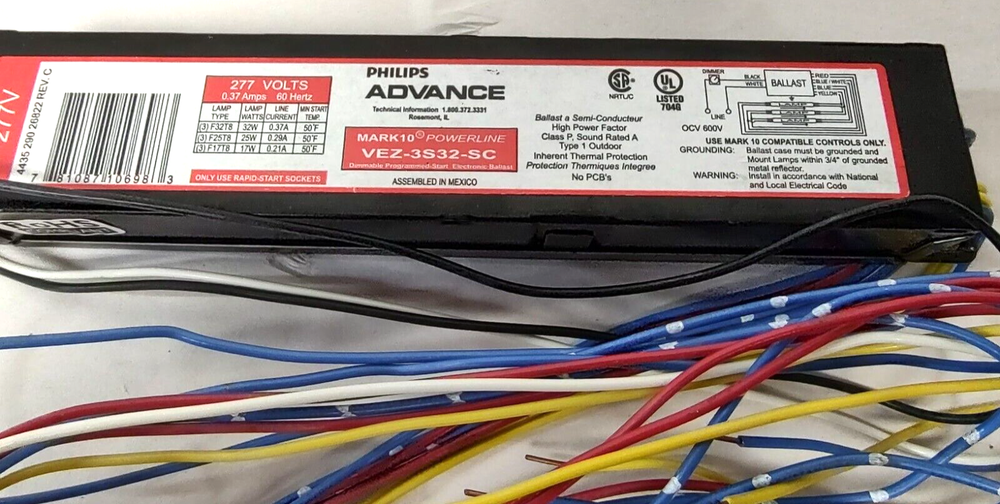 Philips Advance VEZ-3S32-SC 277V Mark10 Powerline T8 Electronic Dimming Ballast