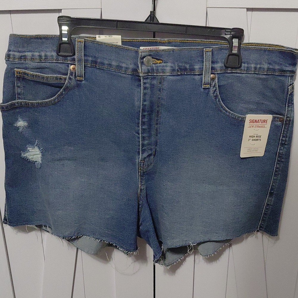 Signature by Levi Strauss Heritage High-Rise Women's 16 Blue Denim Cut Off Shor…