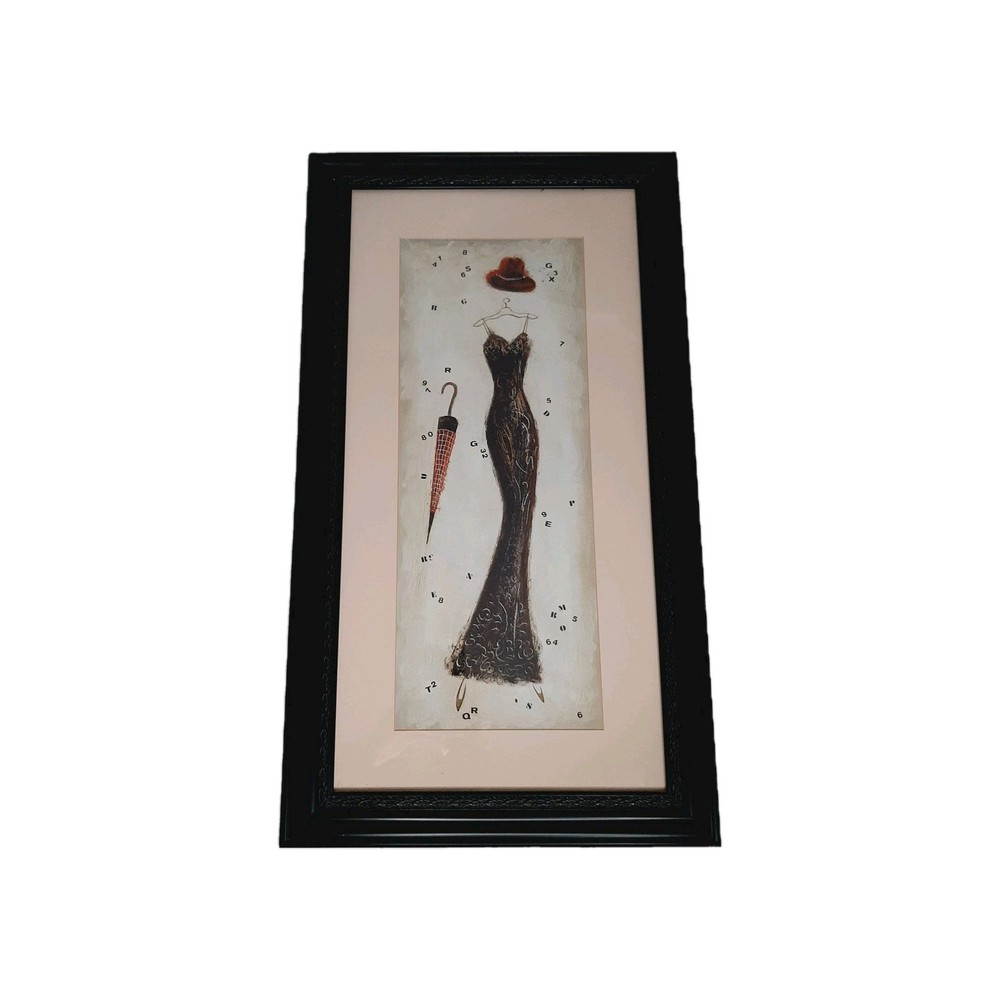 Lei Chen Une Soiree a Paris Fashion Dress Hat Umbrella Print Framed Art 27.5x15.5