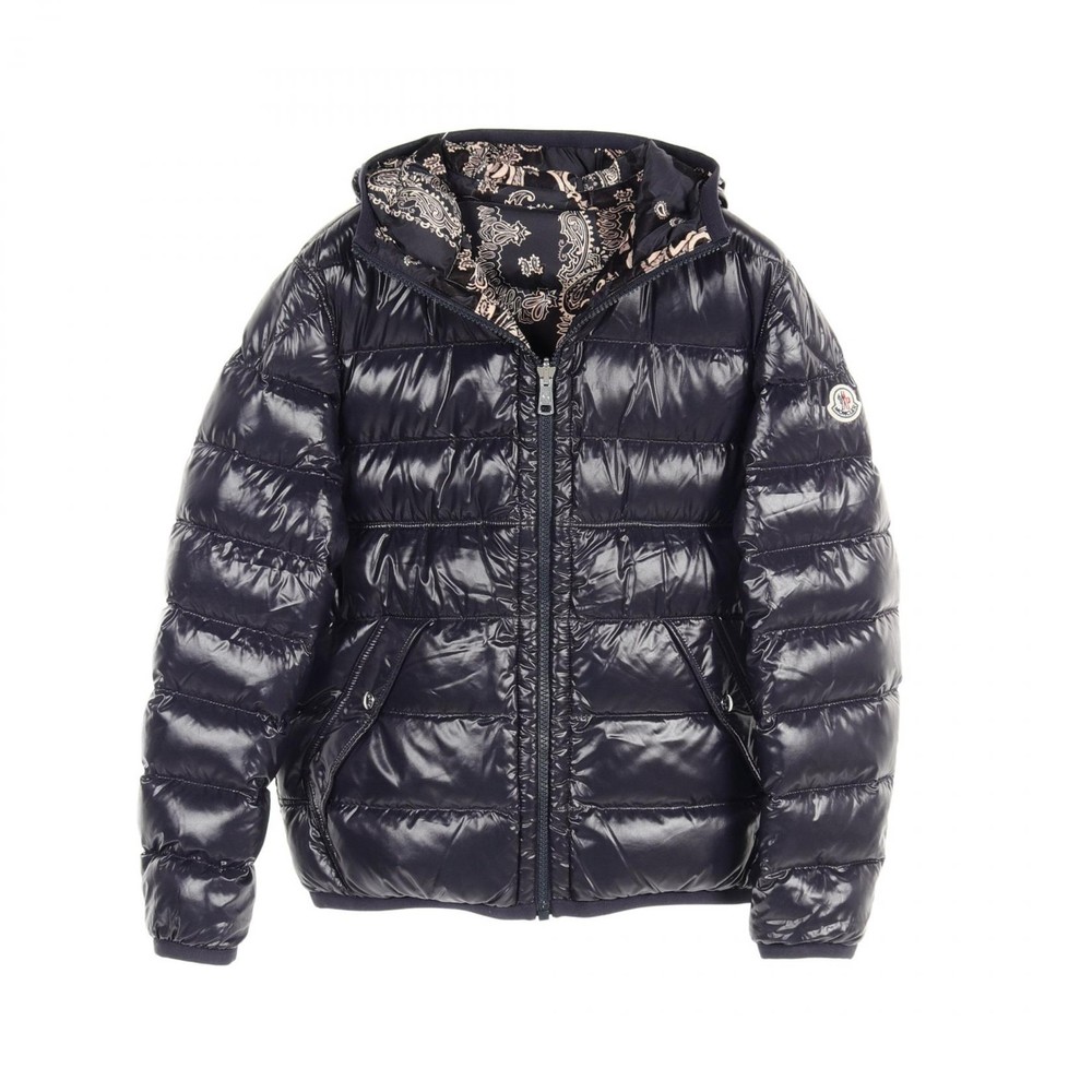 Moncler Freville Navy Down Hooded Jacket Nylon Polyester Used 1A00015