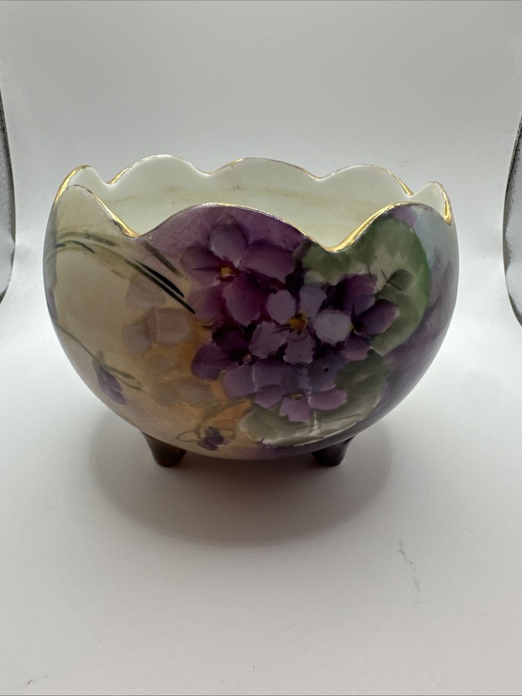 Hohenzollern China Antique Porcelain Hand-Painted Floral and Gold Bowl Germany
