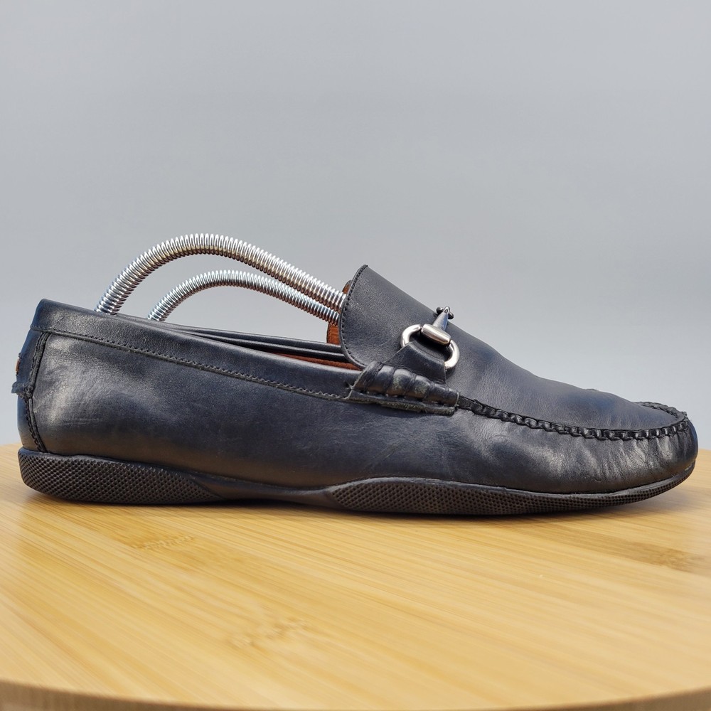 Peter Millar Mens Size 9.5 Black Leather Horsebit Driving Loafers Moc Toe Casual