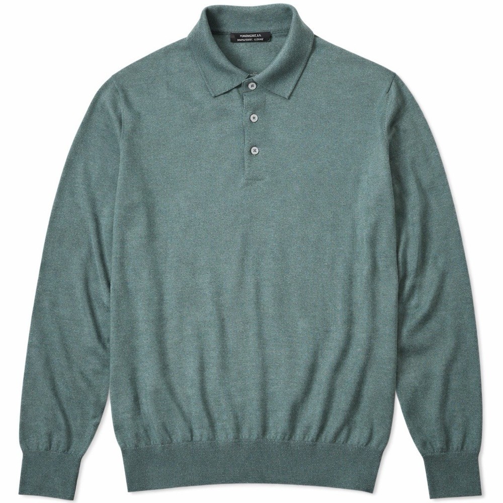 Ermenegildo Zegna Cashseta Light Cashmere Silk Polo Knit Sweater Mens Large 54