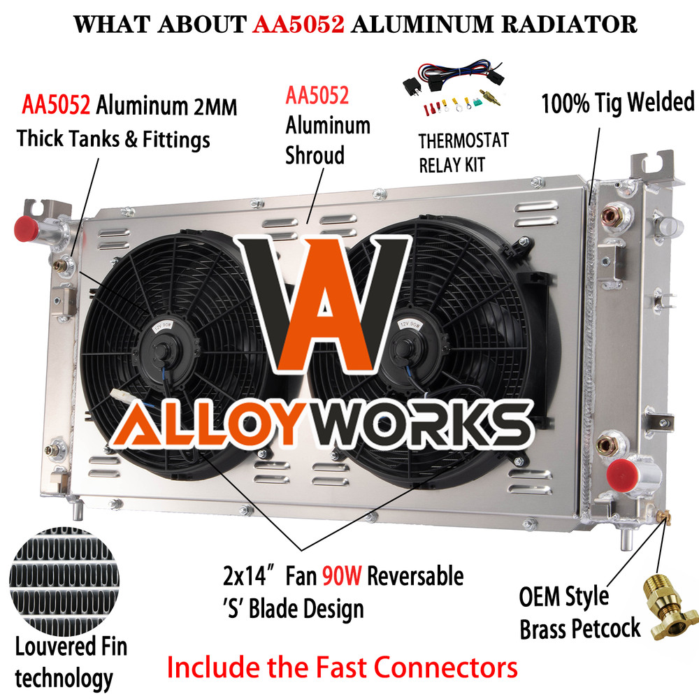 4 Row Radiator Shroud Fan Fit 2014-2020 16 Chevy Silverado 1500 GMC Sierra Yukon