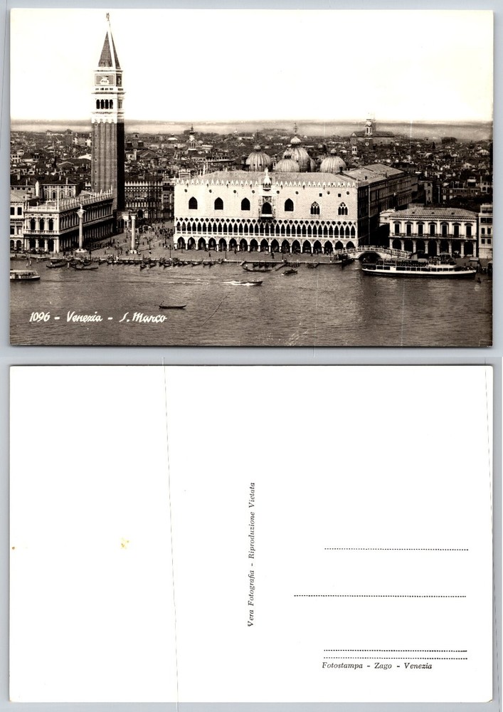 Vintage RPPC Venice St. Mark's Square Doge's Palace Campanile Postcard Zago