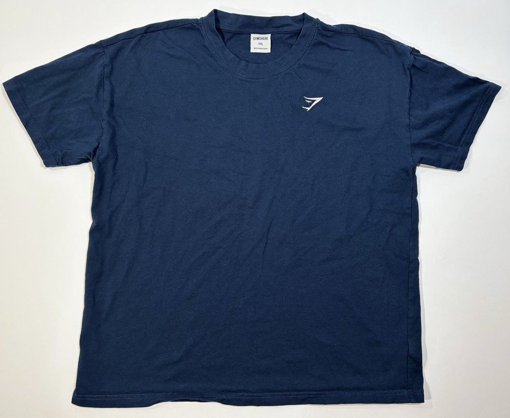 Gymshark Logo T-Shirt Crew Neck Short Sleeve Cotton Adult XXL Navy Blue Tee