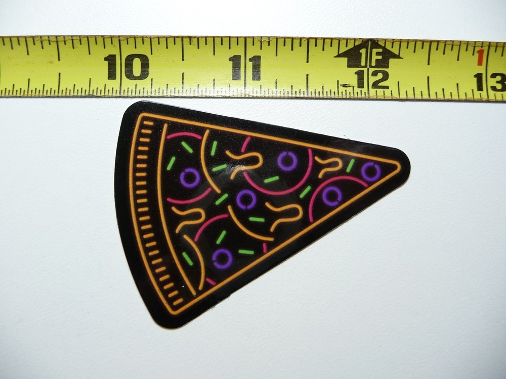 Pepperoni Pizza Neon Sticker Decal Colorful Fun Retro Design
