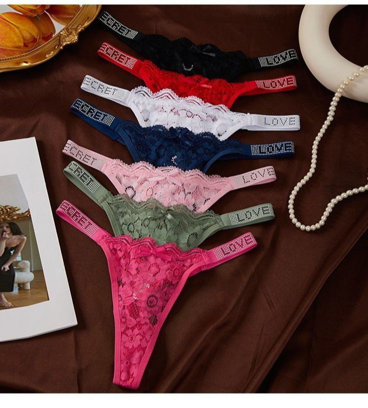 Tanga Sexy Para Mujer Ropa Interior Bragas Con Diamantes De Imitación Costuras