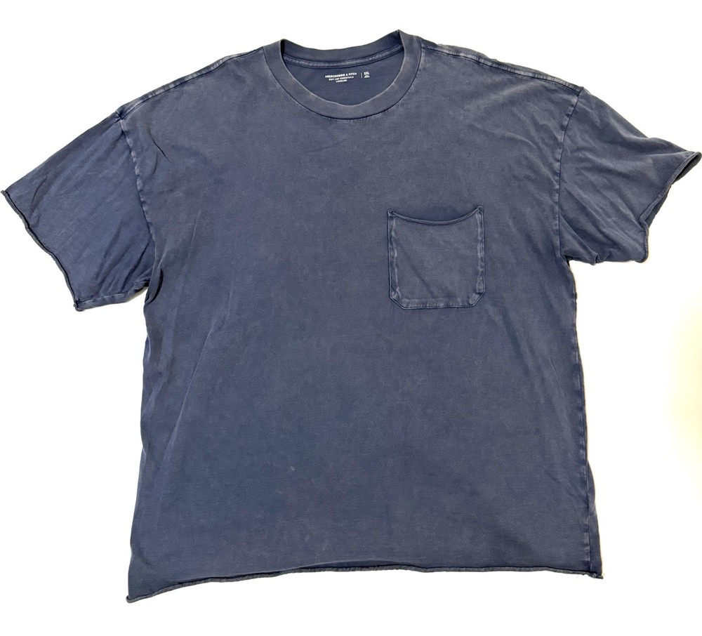 Abercrombie & Fitch Men’s XXL Washed Navy Pocket T-Shirt Minimal Quiet Luxury