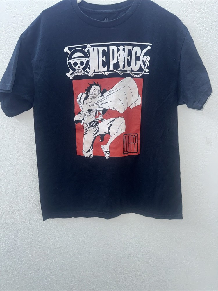 One Piece Shirt Men’s Luffy Straw Hat Punch Anime Hero Ripple Junction Size L