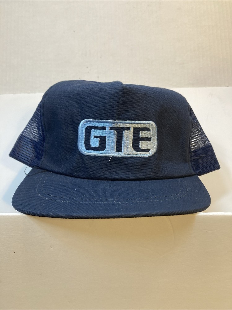 Vintage GTE Snapback Hat Cap Blue Verizon Telephone USA Made Blue