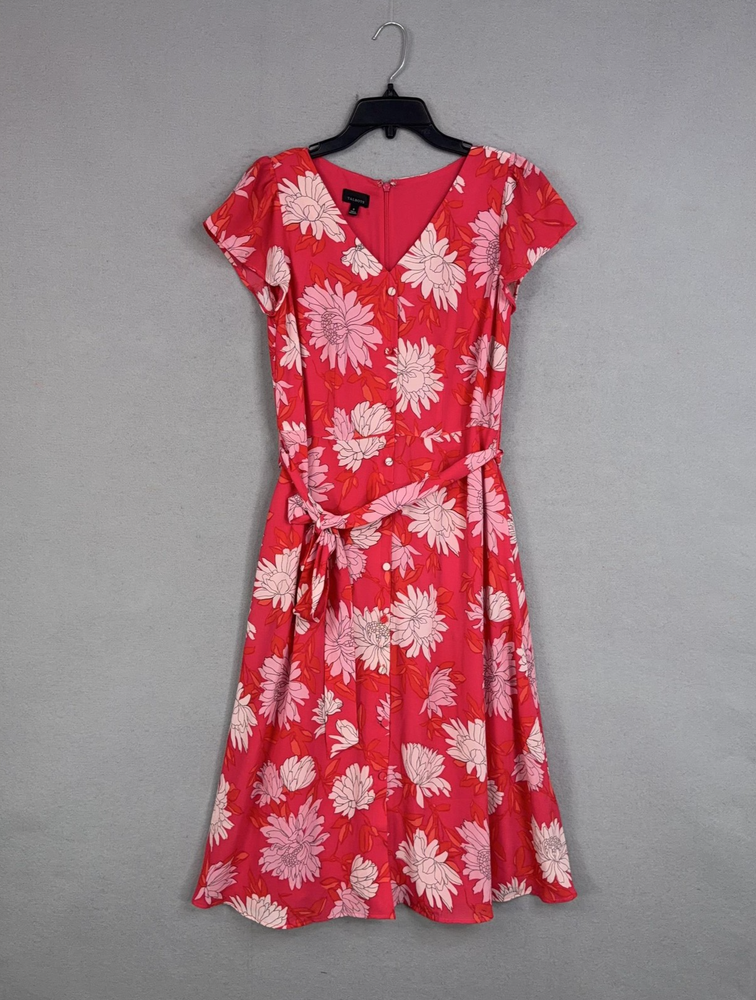 Talbots Dress Womens 6 Pink Floral Feminine Resort Vacation Tropical Coastal
