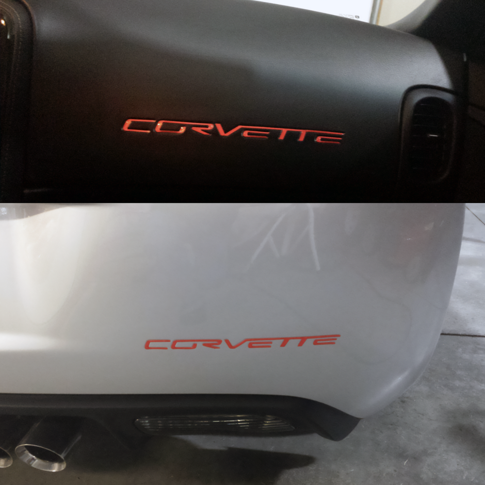 VINYL: 2005-2013 Corvette C6 MATTE RED Letters REAR + DASH Decals
