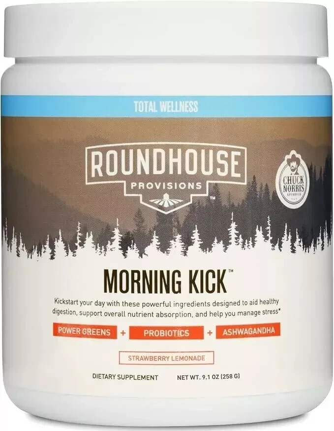 Roundhouse Morning Kick - Digestion Support, Strawberry Lemonade, 9.1 oz