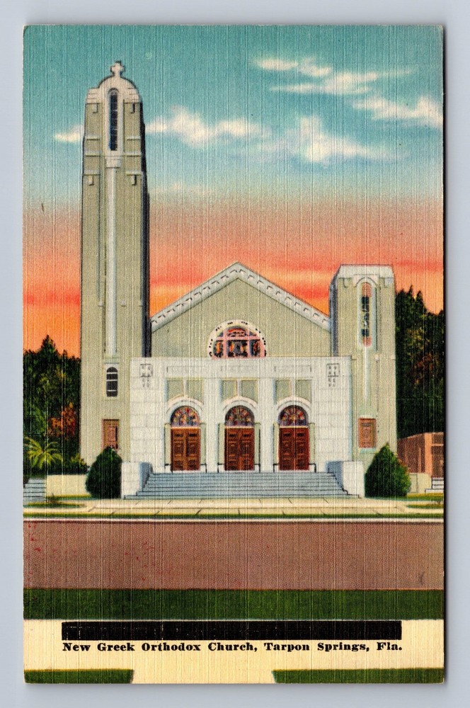 Tarpon Springs FL-Florida New Greek Orthodox Church Vintage Postcard