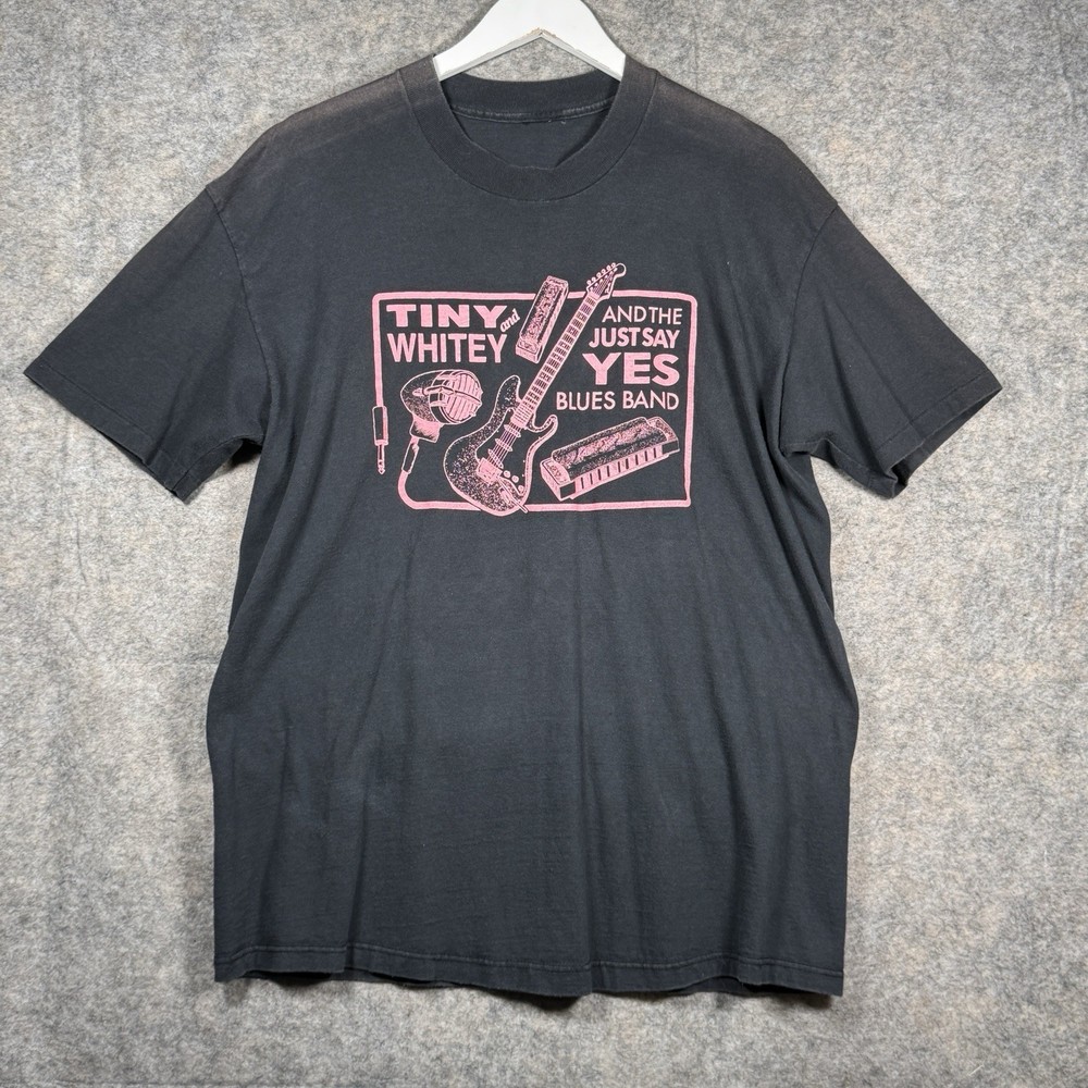 Vintage 90s Tiny Whitey & The Just Say Yes Blues Band T Shirt Mens Size XL 22x30