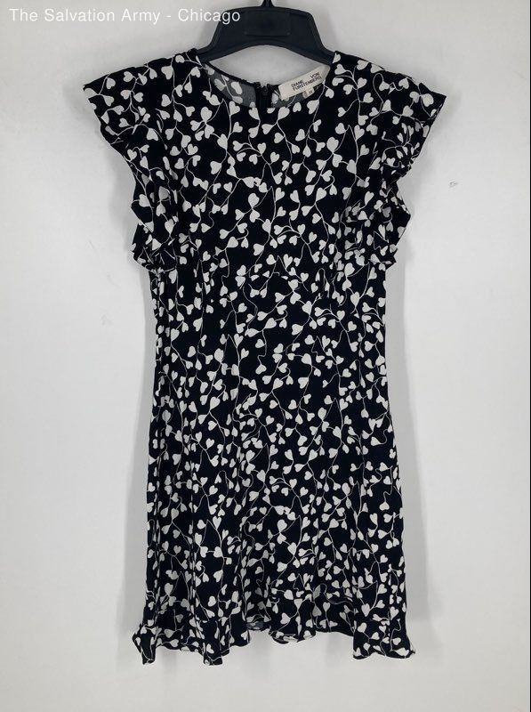 Diane Von Furstenberg Womens Black White Floral Mini Dress Size XS