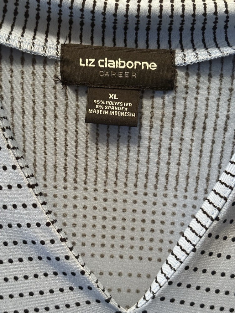 Liz Claiborne Pale Blue With Black Dots XL  Great Condition  Polyester/Spandex