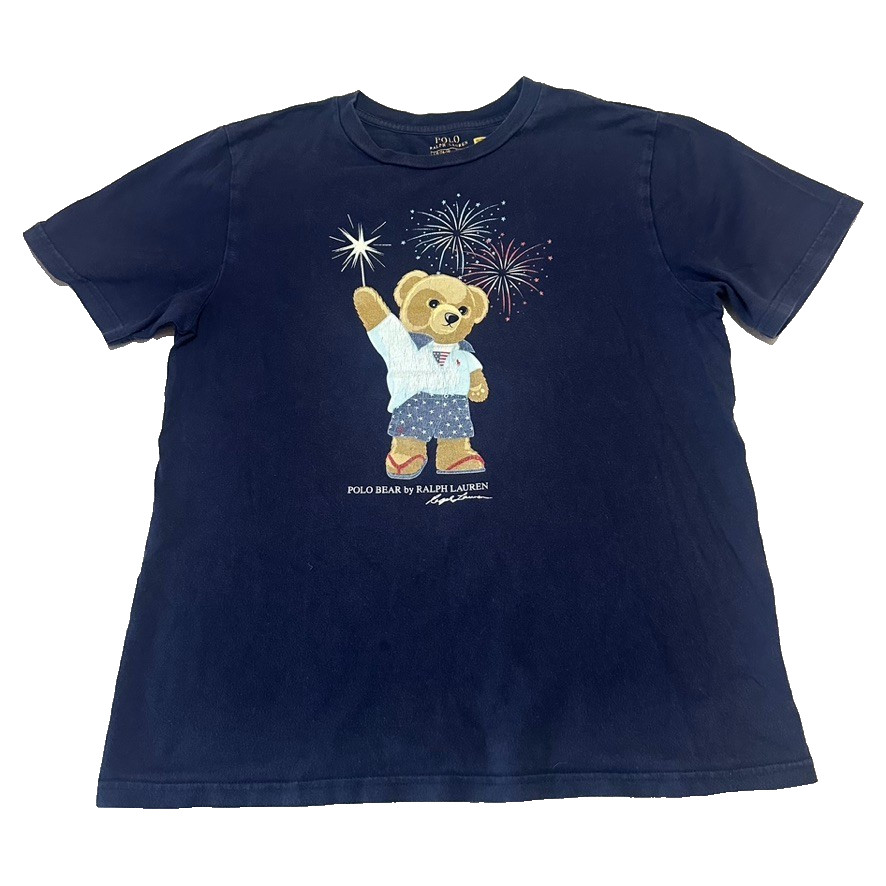 Polo Ralph Lauren Holiday Bear Glow In The Dark T Shirt USA America Large 14-16