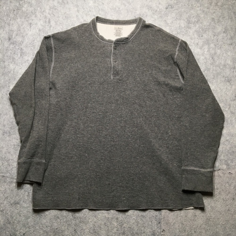 LL Bean River Driver Shirt Mens XXL Tall Henley Pullover Wool Thermal Two Layer