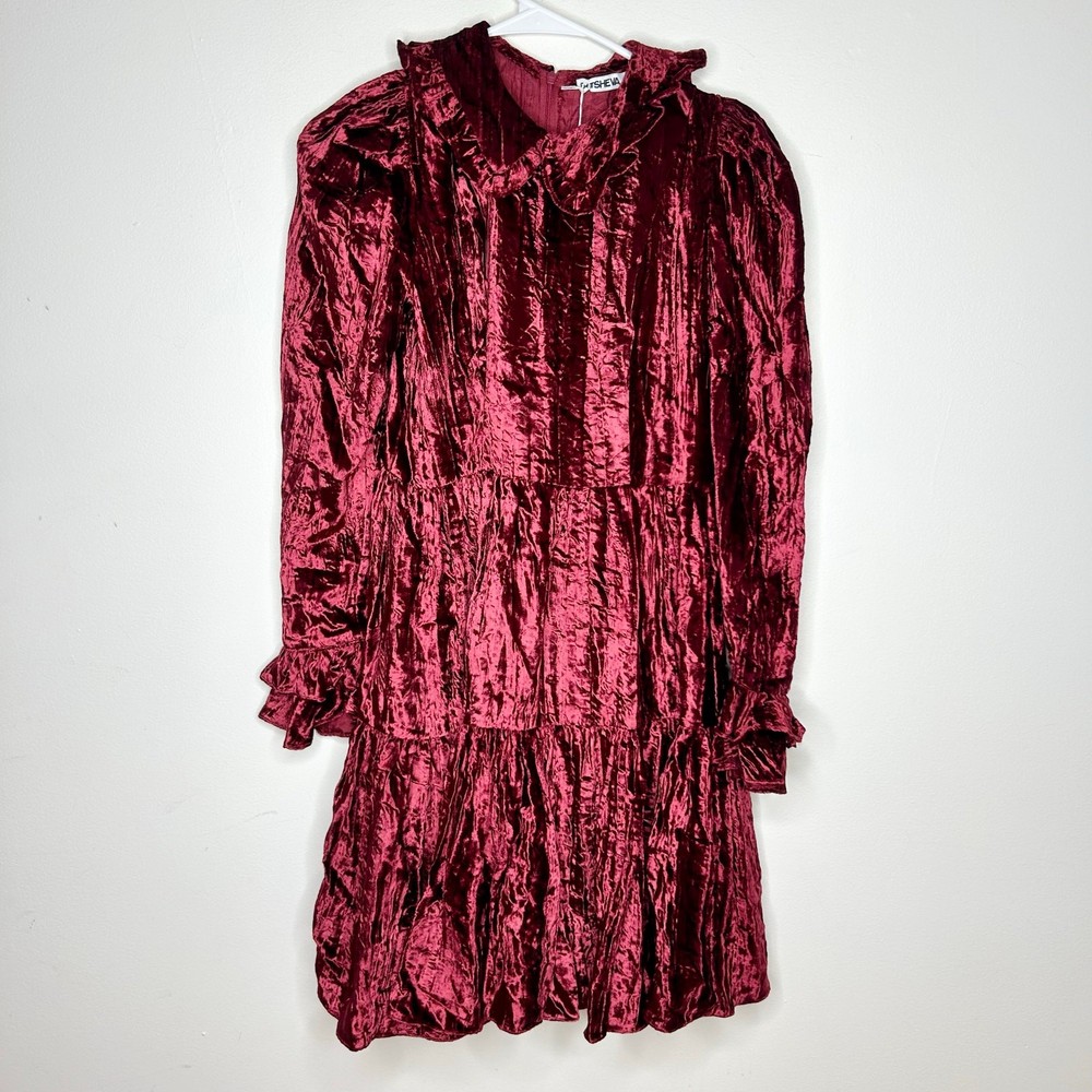 NWT Batsheva Crushed Velvet Peter Pan Collar Midi Dress