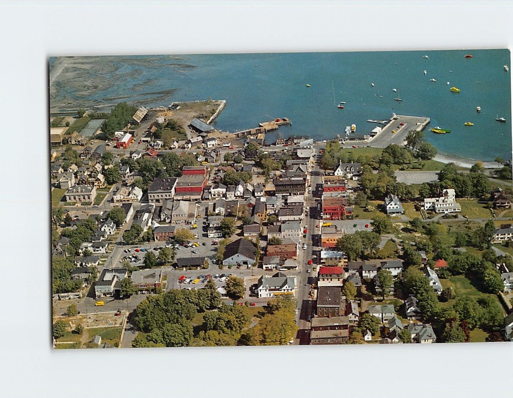 Postcard Aerial View Of Bar Harbor And Frenchmans Bay Bar Harbor Maine USA