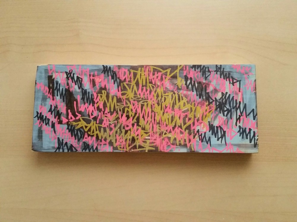 Abstract Graffiti Drawing Painting Wood 8.5