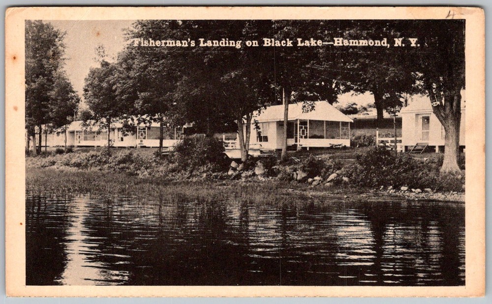Vtg Postcard Fisherman's Landing Cottages Hammond, NY 1960s