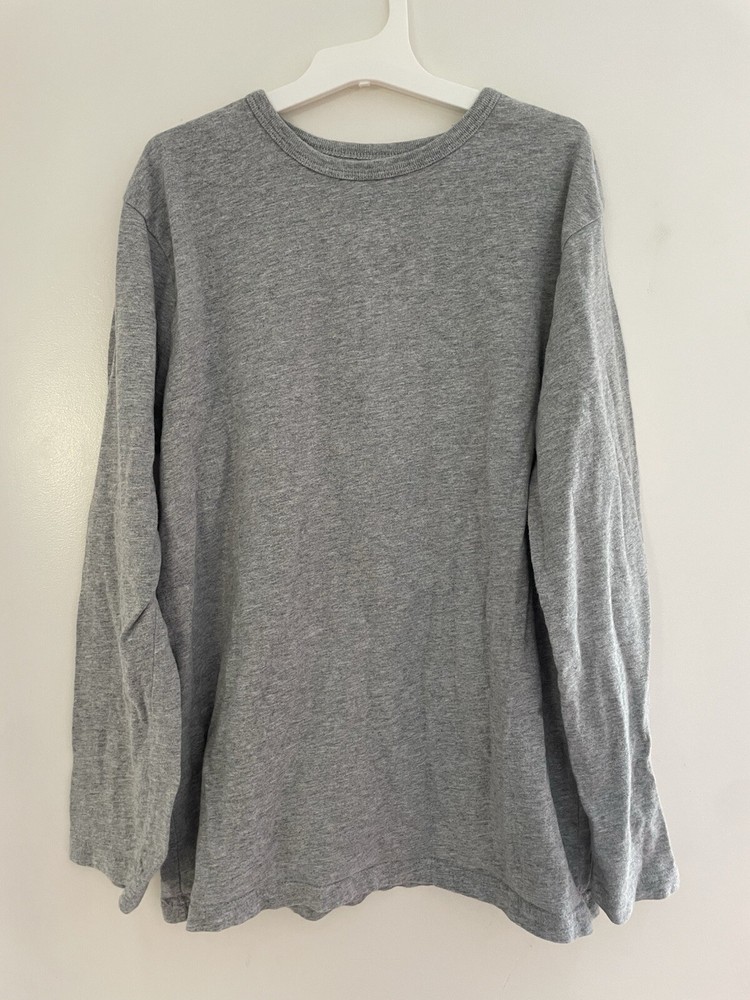 TCP Kids Boys Solid Gray 100% Cotton Crew Neck Long Sleeve Shirt Heather Gray L