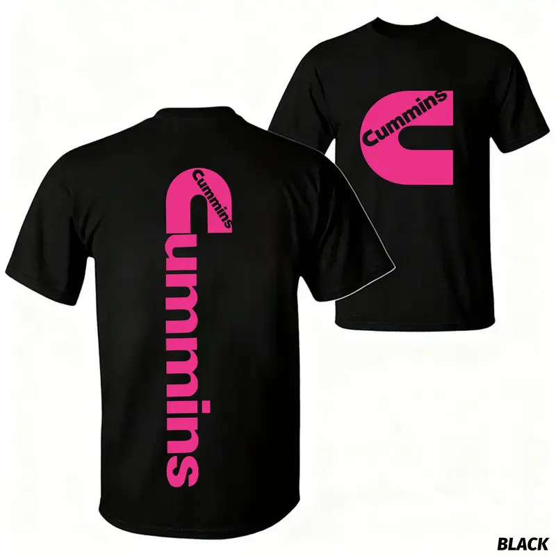 Stylish Cummins Pink Logo T-Shirt ? Fashionable unisex short-sleeved t-shirt