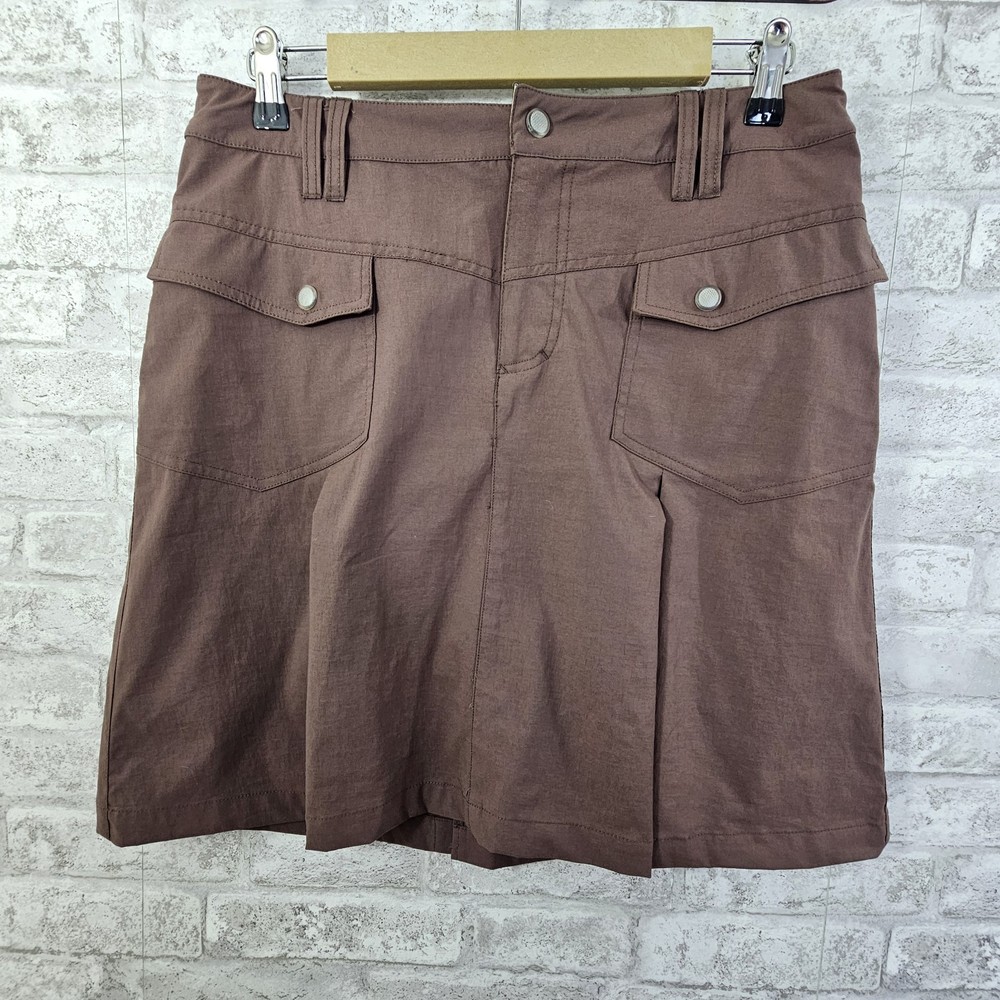 Athleta Brown Pleated Aline Cargo Skirt Women's Size 8 Adjustable Waist