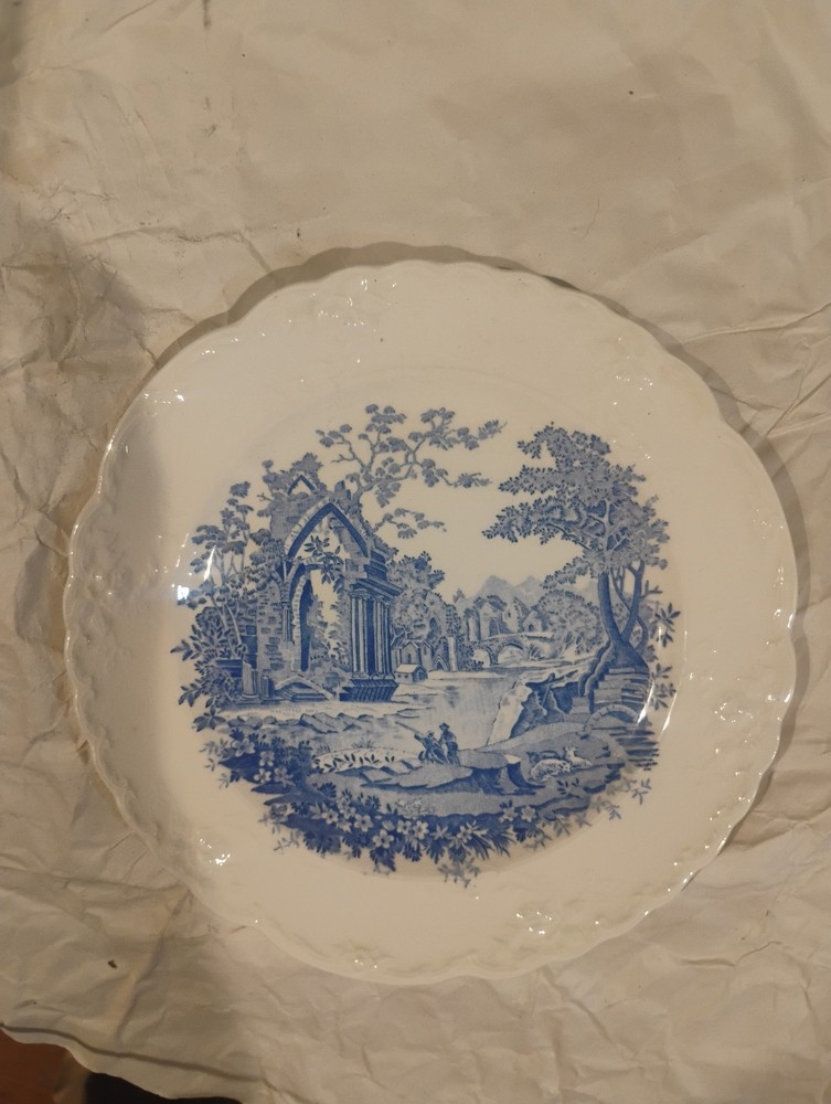 Taylor Smith & Taylor-Blue & White Transferware-ENGLISH ABBEY-10” Dinner Plate-