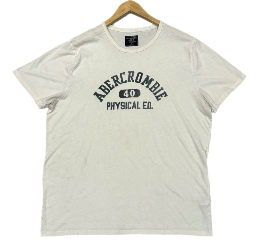 Vintage Abercrombie & Fitch Shirt Mens XL White New York Logo Graphic Tee Y2K