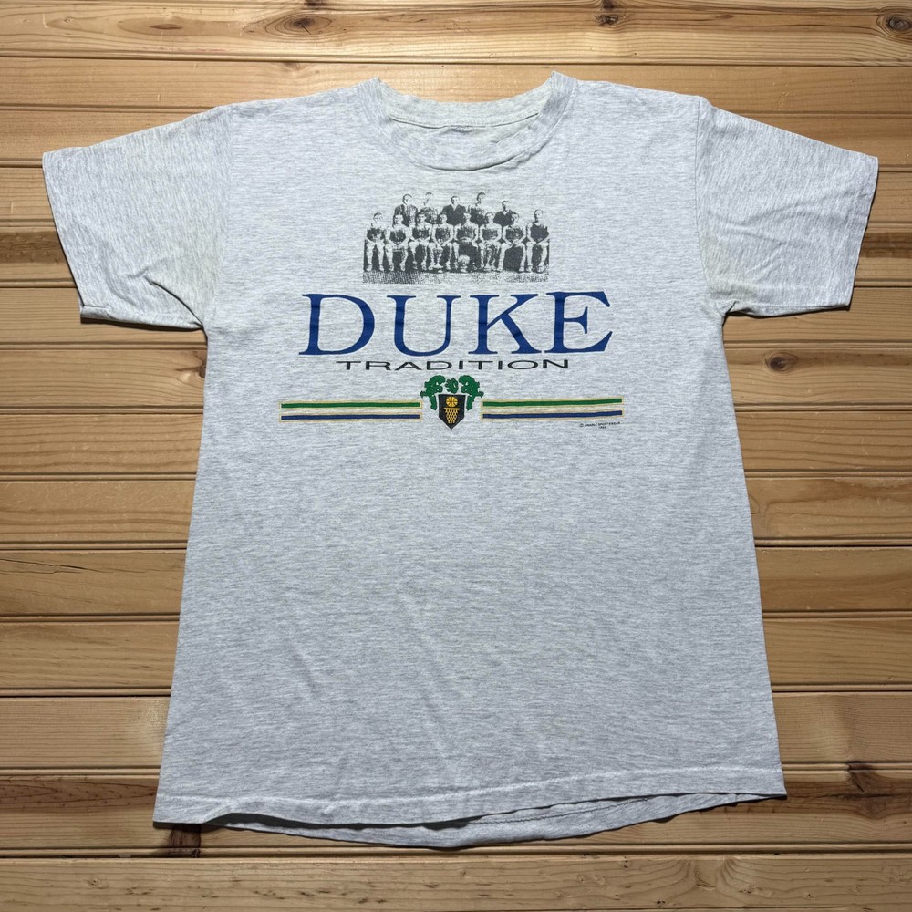 Vintage 80s 1989 Duke Blue Devils Tradition Heather Basketball T-Shirt - Large