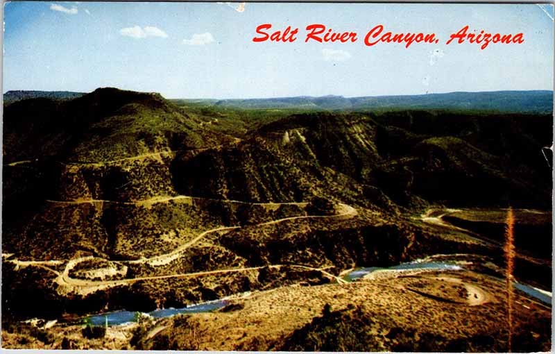 Postcard ROAD SCENE Between Globe & Show Low Arizona AZ m/09 AN8382