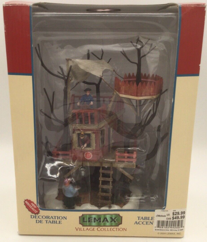 LEMAX 2004 Christmas Village Table Decor Tree House Adults Keep Out with Original Box  -image