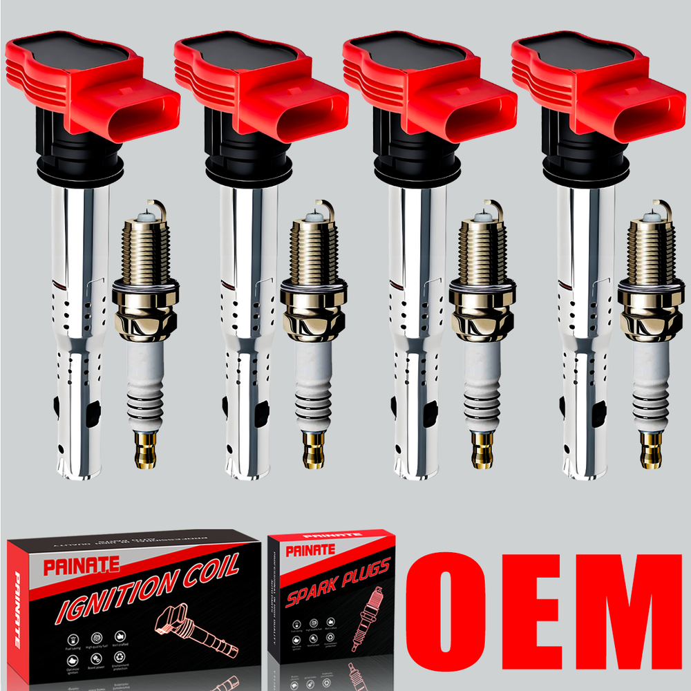 Brand 4X OEM Ignition Coil & Iridium Spark Plug For VW Golf Audi A4 TT 2.0 UF529