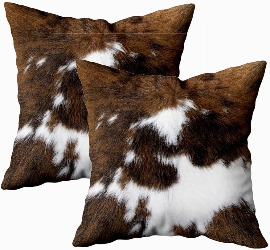2 Pack Hidden Zipper Christmas Cowhide Print Accent Pillowcases 18x18 Inches-image