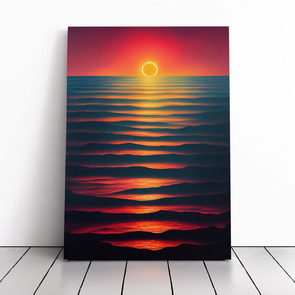 Vivid Ocean Sunset Canvas Wall Art Print Framed Picture Home Decor Living Room