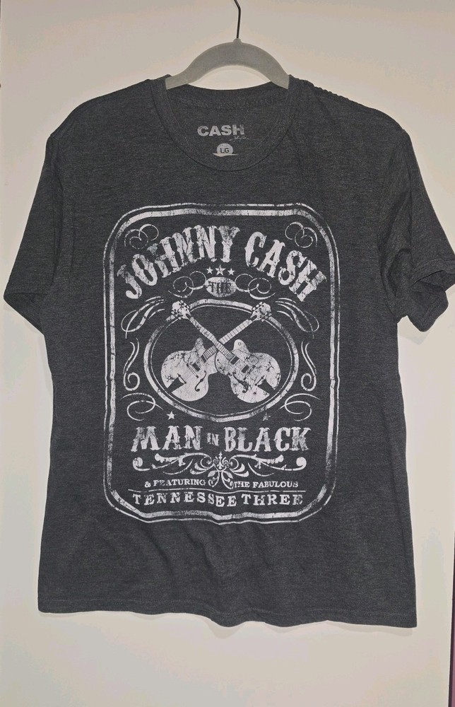 Johnny Cash 'Man in Black' Tennessee 3 Gray T-Shirt Size L