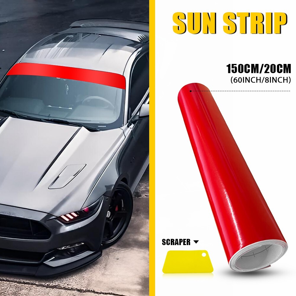 Red Front Windshield Sun Visor Vinyl Decal Strip Film Banner Sticker 60