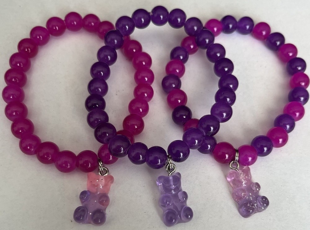Handmade Beautiful Pink And Purple Beaded Bracelets For Women With Charms